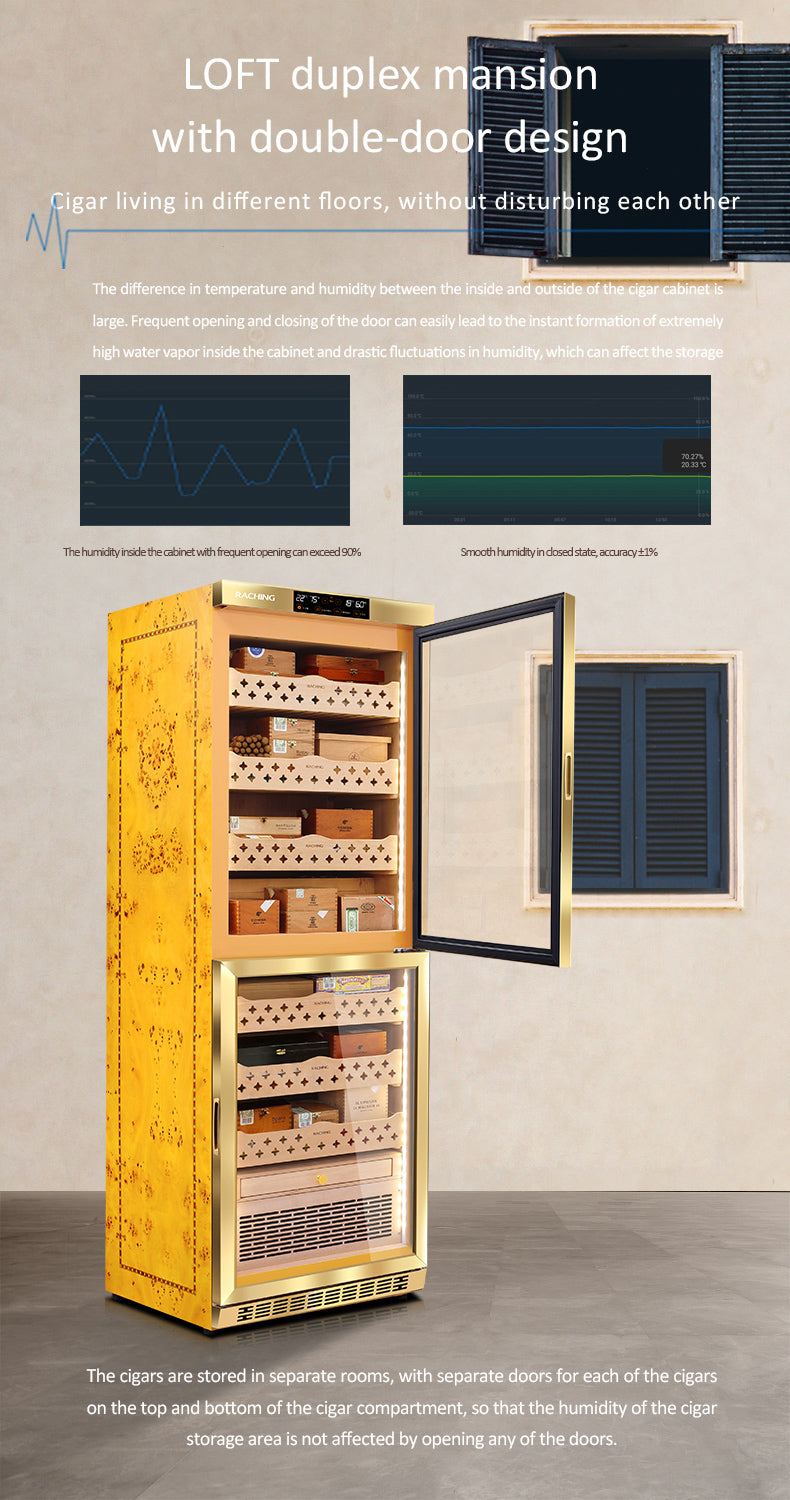 Raching MON3800B dual space cigar humidor cabinet